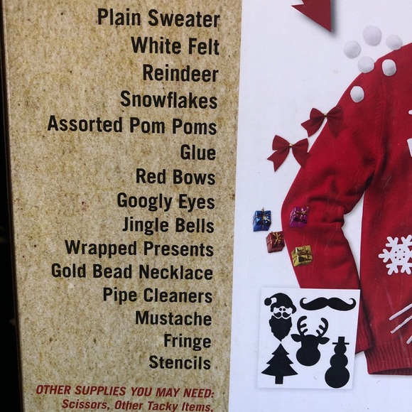 Ugly Christmas Sweater Kit Red Size M Boxed Special Edition Reindeer & Snow New - Picture 6 of 7